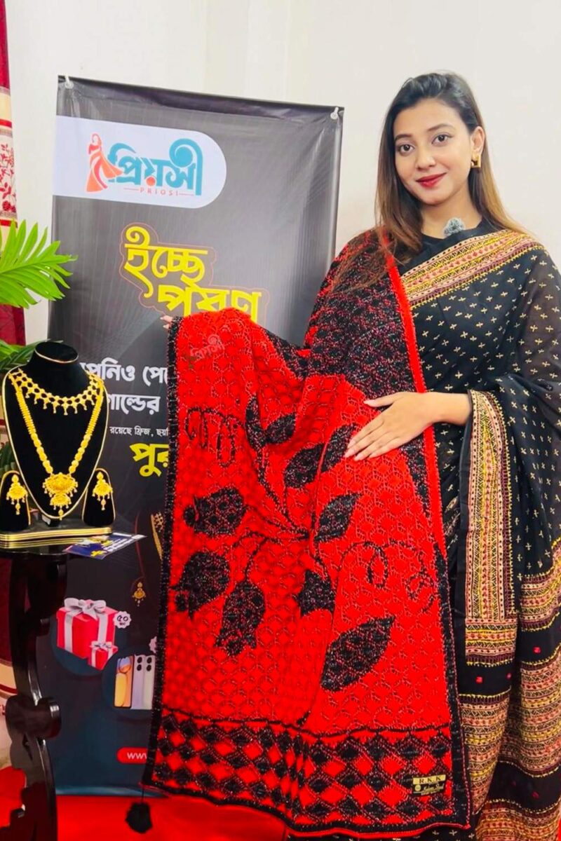 কদম শাল উল ফেব্রিক্স (রেড এন্ড ব্ল্যাক)